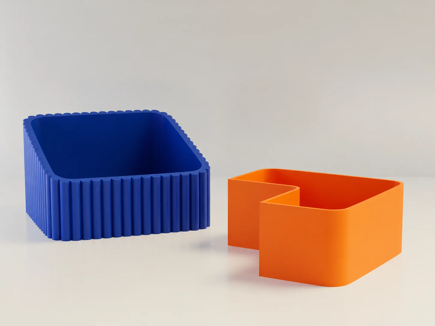 3D Baskı Fıstık Kasesi - Çift Hazneli Kabuk Ayırıcı Sunum Kasesi - Mavi Turuncu görsel 2