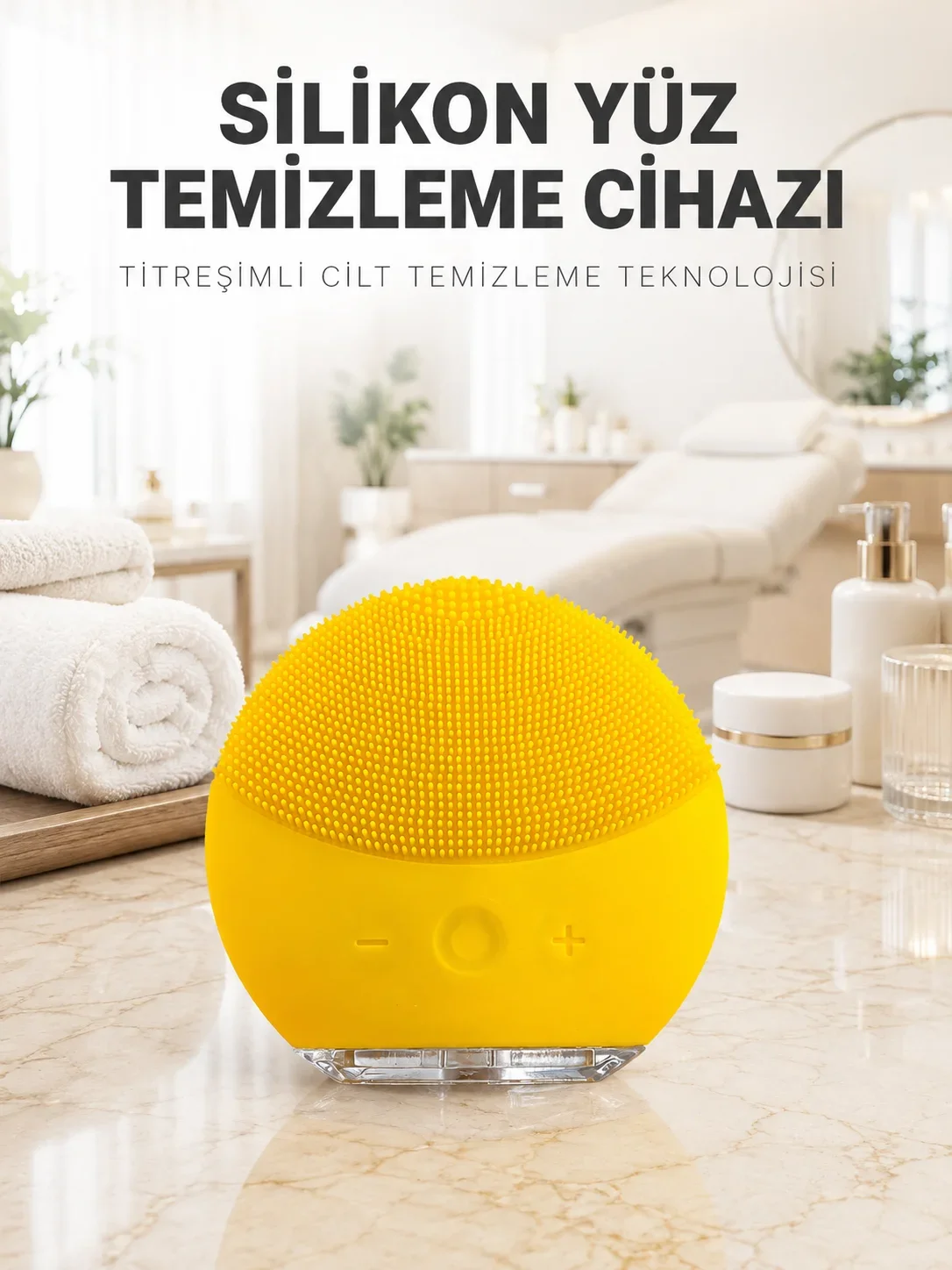 Elektrikli Silikon Yüz Tezleme Fırçası Şarjlı Ayarlanabilir Titreşimli Cilt Bakımı
