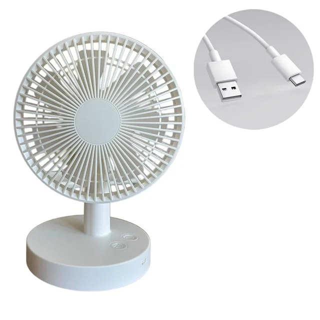FENY FN-F75 180 Derece Ultra Sessiz 3 Kademeli Şarjlı ni Masaüstü Beyaz Fan Vantilatör görsel 2