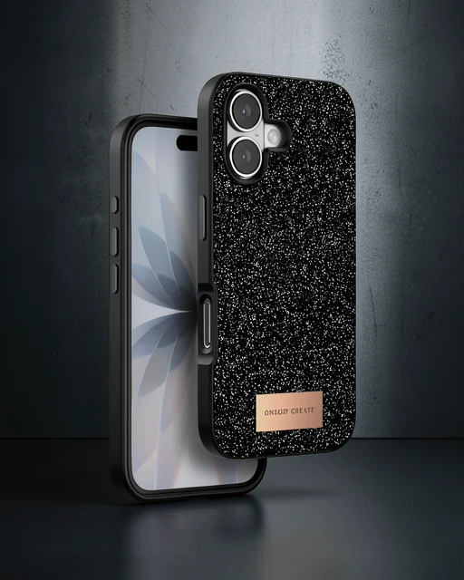 Onegif Apple İphone 17 Bright Simli Kapak - Siyah