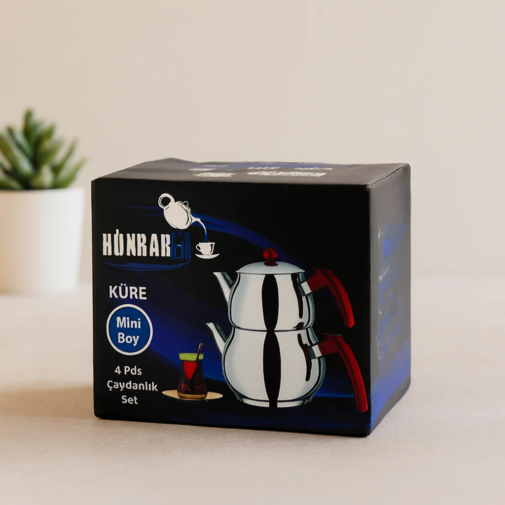 ni Çelik Çaydanlık Seti 0.75L+1.35L Kendinden Süzgeçli Bakalit Kulplu