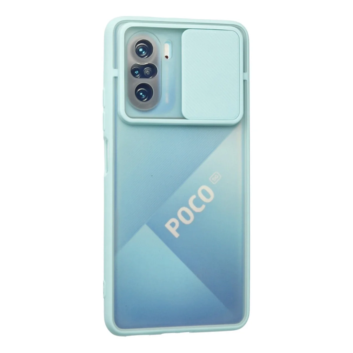 Xiaomi Poco F3 Kılıf Palm Buzlu Kamera Sürgülü Silikon - Turkuaz görsel 3