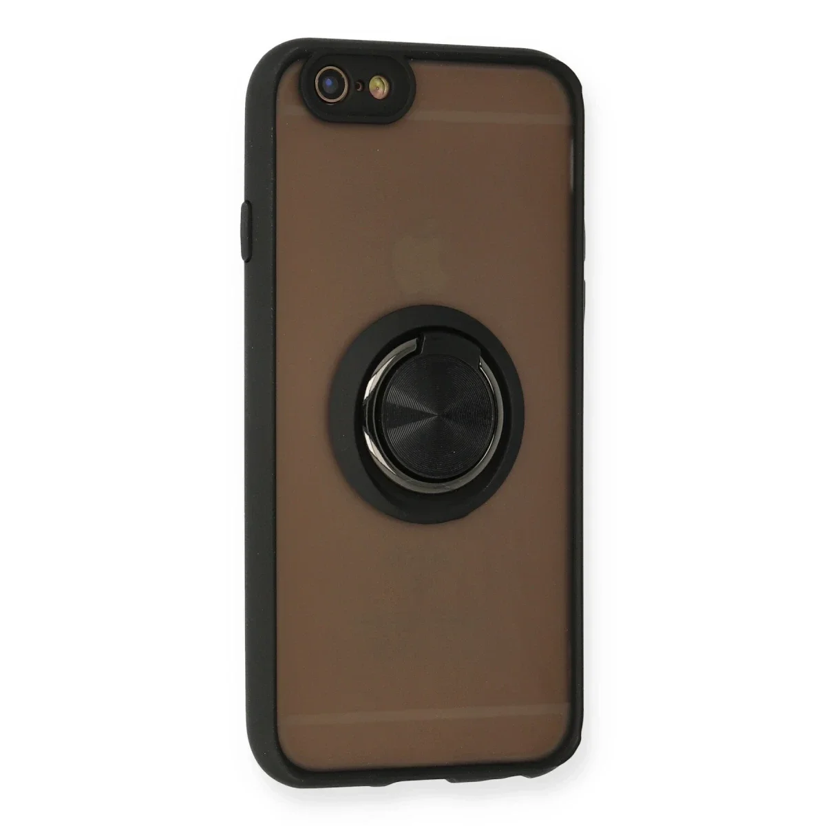 Apple iPhone 6 Kılıf Montreal Yüzüklü Silikon Kapak - Siyah görsel 2