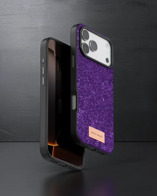 Onegif Apple İphone 17 Pro Bright Simli Kapak - Derin Mor