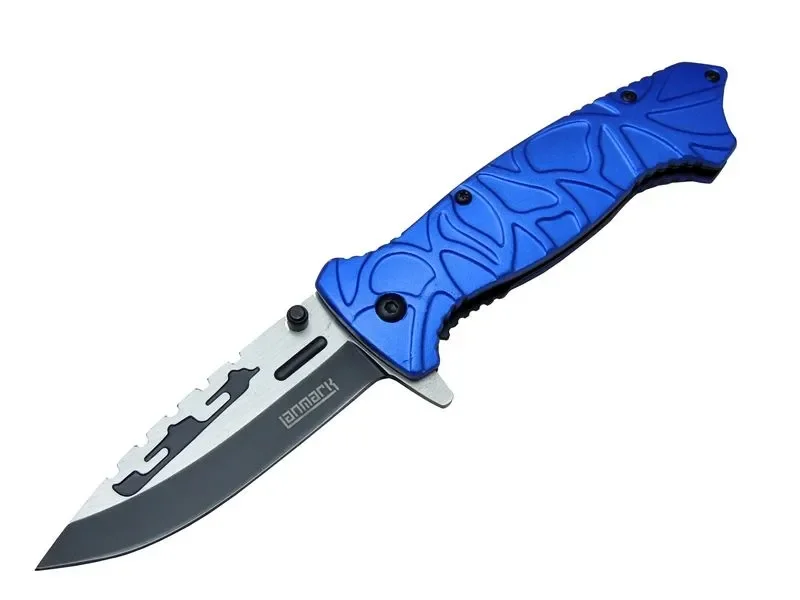 M30B Tırtıklı Kamp Çakı 21 cm - Plastik Sap, Otomatik, Kemerlikli