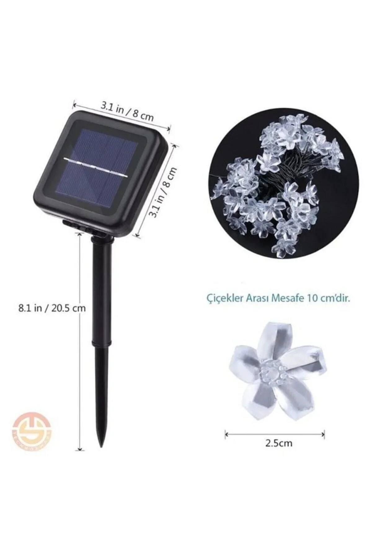 Solar 30 Ledli Çiçekli RGB Bahçe Aydınlatma Dekorasyon Güneş Enerjili görsel 3