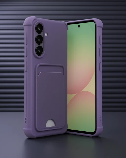 Samsung Galaxy A55 5g Kılıf Kelvin Kartvizitli Silikon - Derin Mor