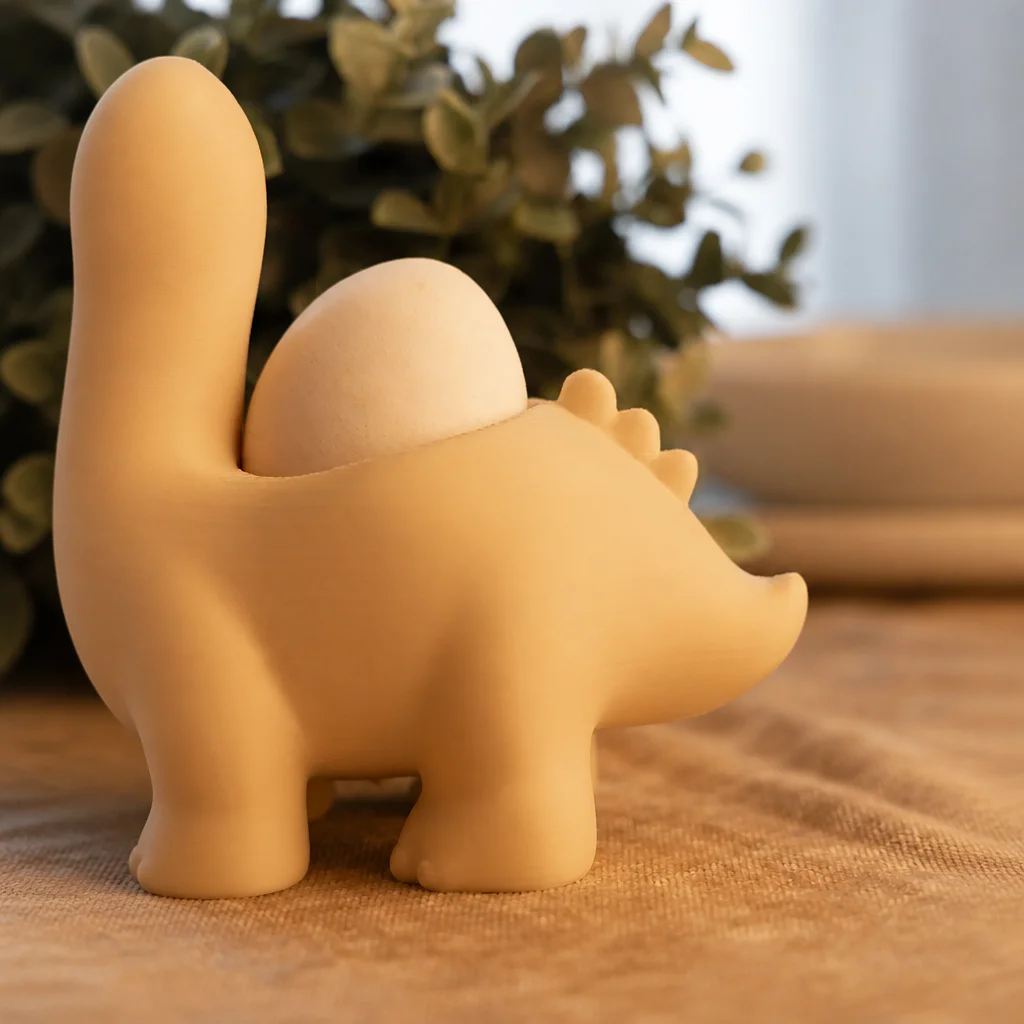 3D Baskı Dinozor Yumurtalık - Sevimli Eggosaurus Yumurta Tutucu-Bej görsel 2
