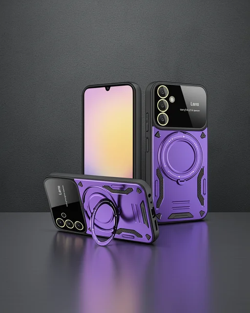 Samsung Galaxy A54 5g Kılıf Joy Lens Standlı Kapak - Mor