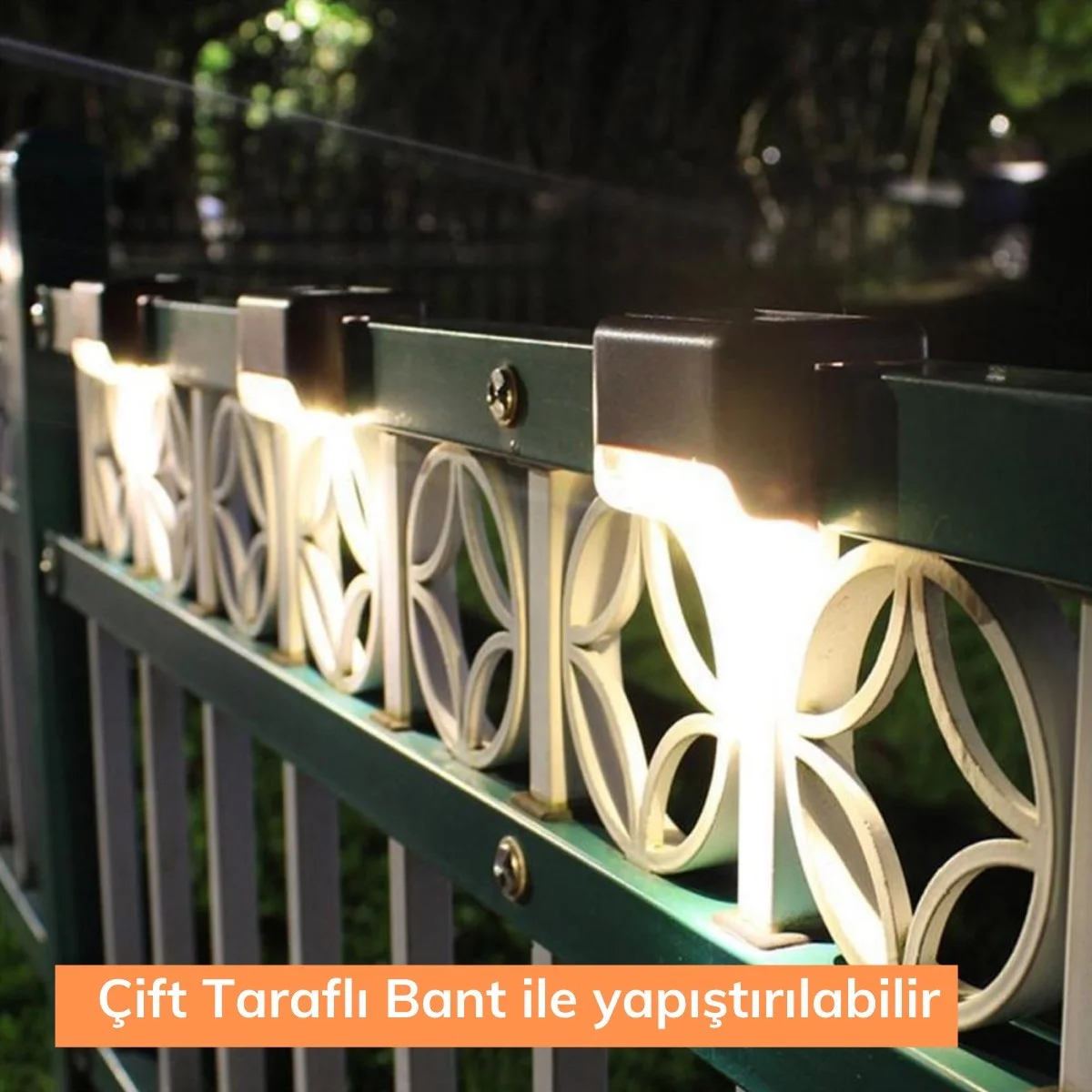 Solar Güneş Enerjili Şarj Edilen Köşebent Merdiven Veranda Bahçe Yolu Led Lamba Işık 4 Adet görsel 4