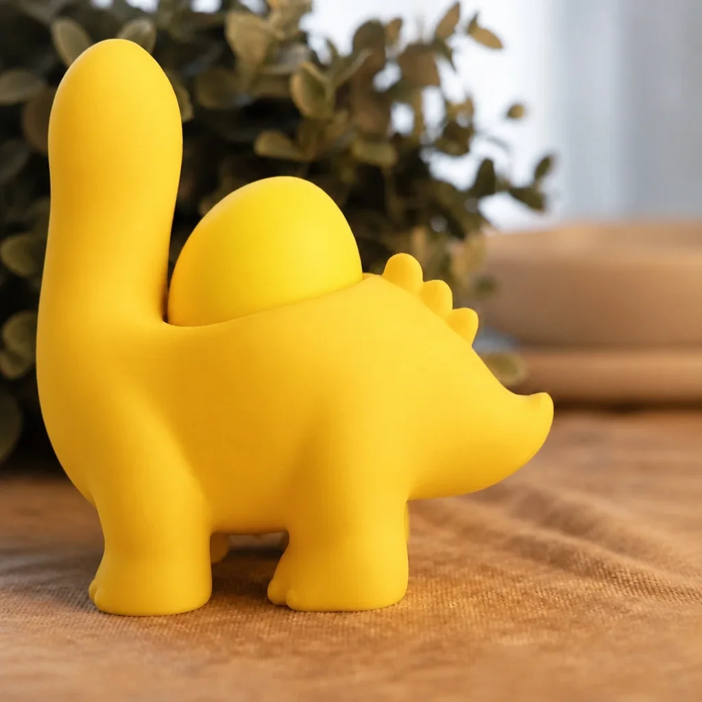 3D Baskı Dinozor Yumurtalık - Sevimli Eggosaurus Yumurta Tutucu-Sarı görsel 2