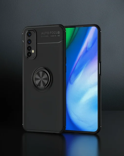 Realme 7 Kılıf Range Yüzüklü Silikon - Siyah