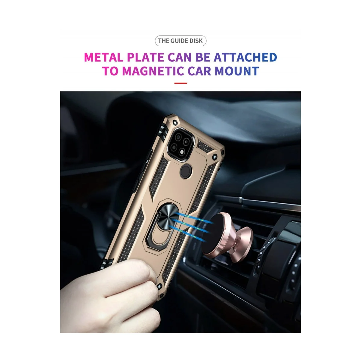 Realme C21 Kılıf Sofya Yüzüklü Silikon Kapak - Gold görsel 7