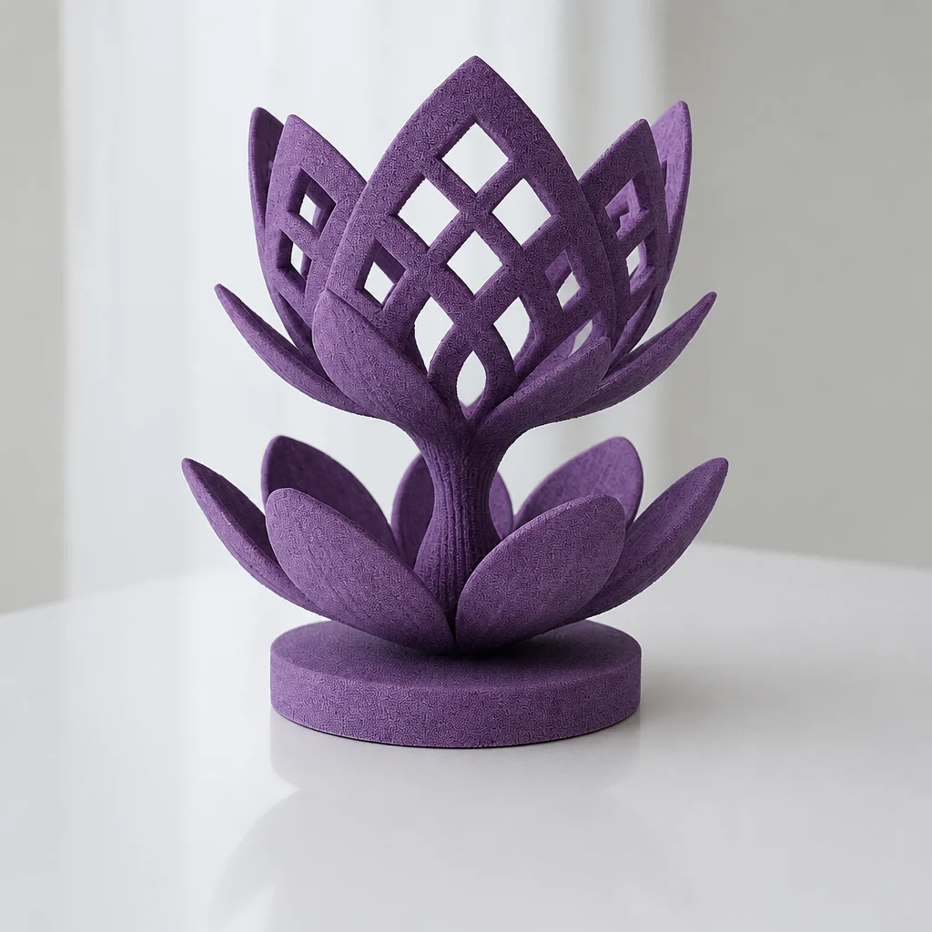 3D Baskı Lotus Çiçeği Mumluk - Dekoratif Tealight Mumluk-Mor