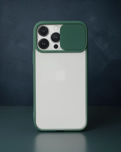 Apple İphone 13 Pro Max Kılıf Palm Buzlu Kamera Sürgülü Silikon - Yeşil