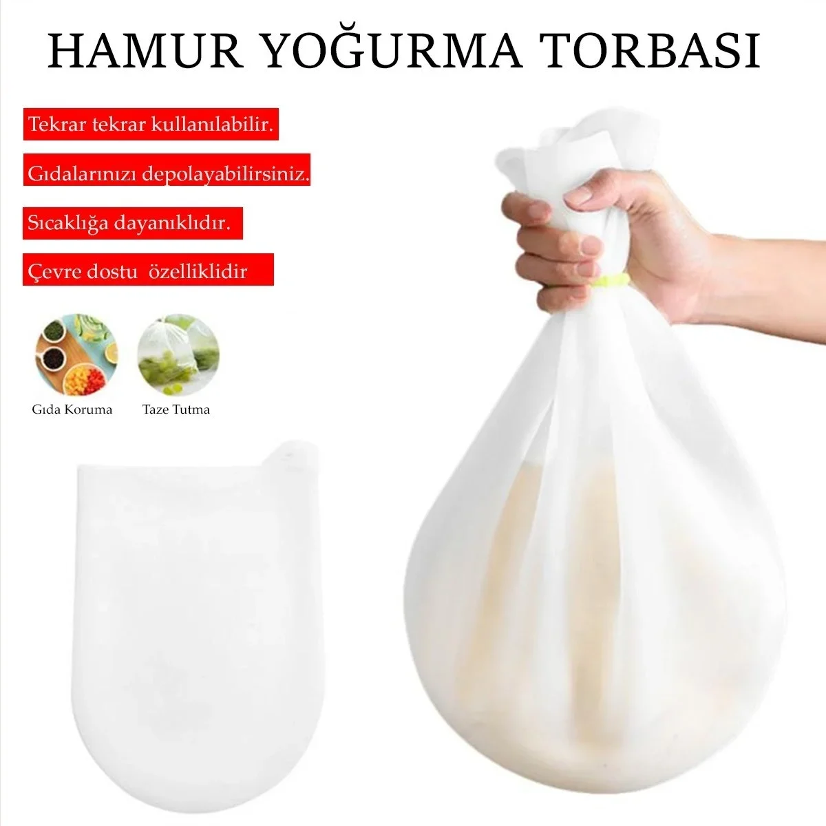 Orta Hamur Torbası Silikon Şeffaf Hamur Yoğurma Torbası Ekmek Makarna Mantı Hamuru Kolay Yo görsel 3