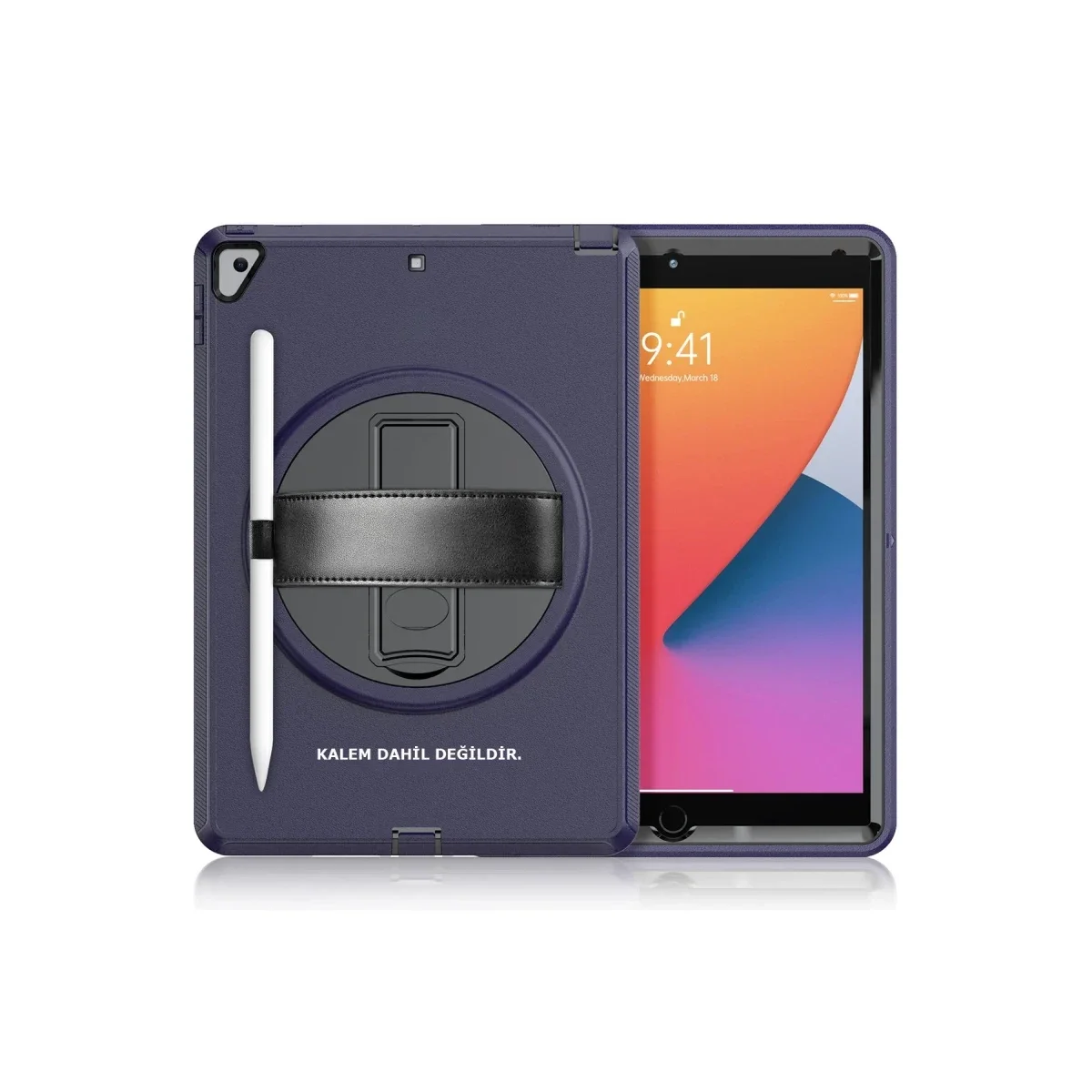 Apple iPad 10.2 (7.nesil) Kılıf Hand Strap Tablet Kılıfı - Lacivert