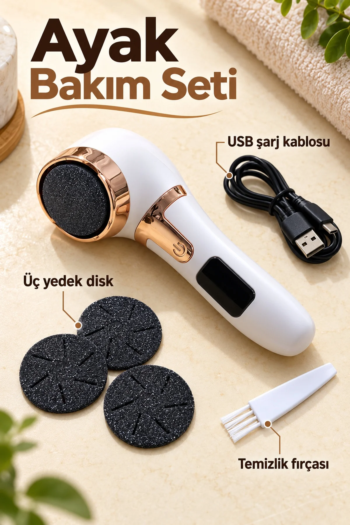 Tek Düğmeyle Hız Ayarlı Şarjlı Ayak Törpüsü