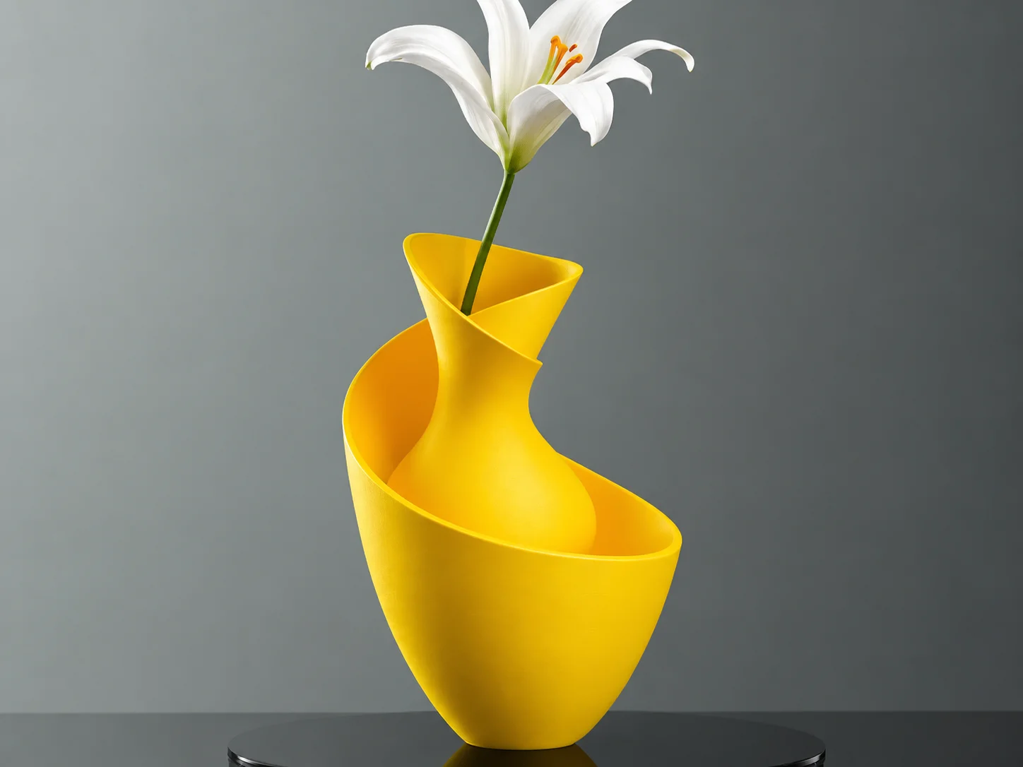 3D Baskı Bold Vazo - Akışkan Formlu Dekoratif Vazo-Sarı