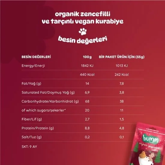 Organik Zencefilli ve Tarçınlı Vegan Kurabiye 55 Gr görsel 5