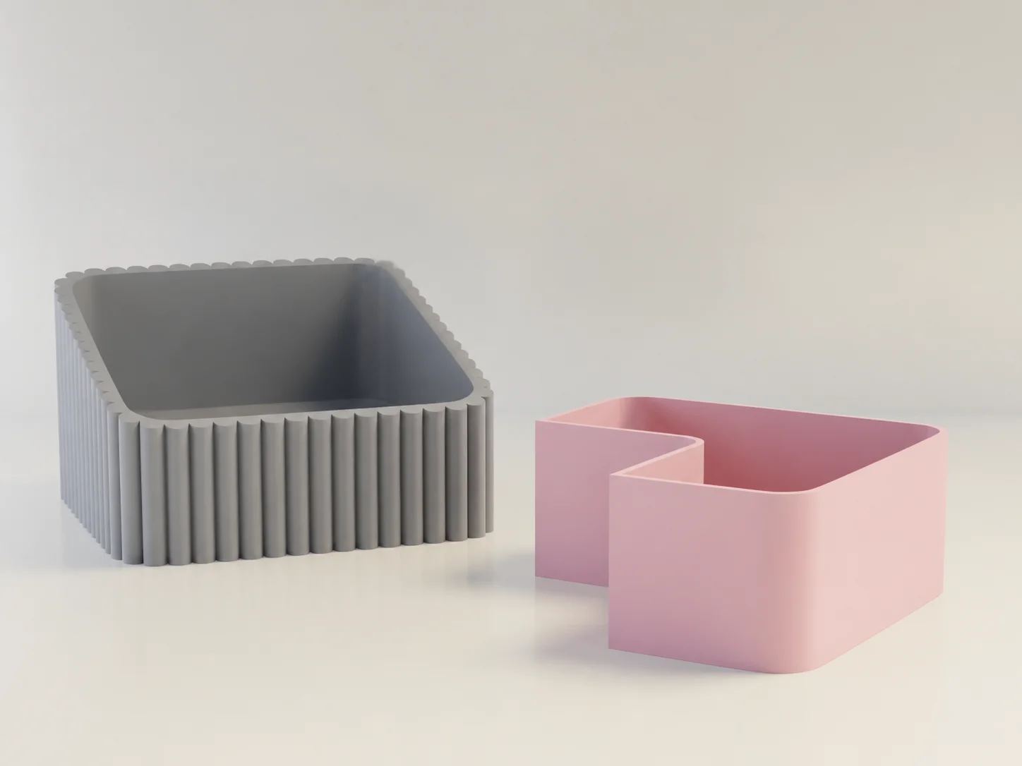 3D Baskı Fıstık Kasesi - Çift Hazneli Kabuk Ayırıcı Sunum Kasesi - Gri Pembe görsel 2