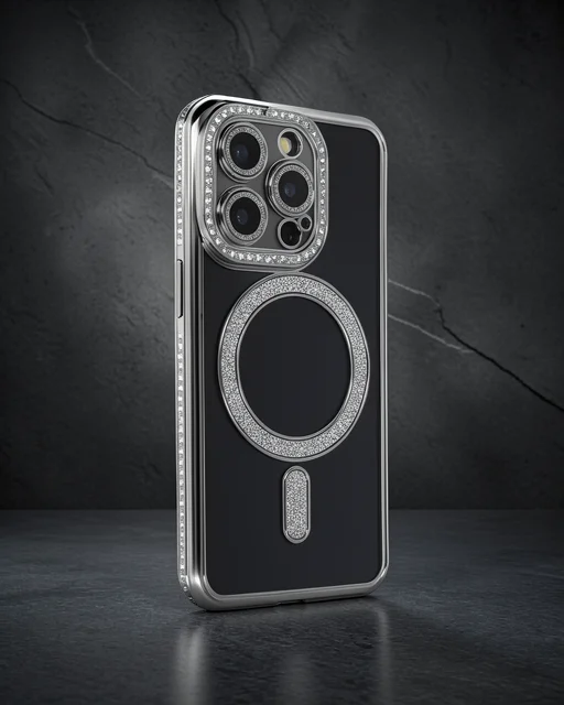 Apple İphone 14 Pro Max Kılıf Joke Simli Magneticsafe Kılıf - Gri
