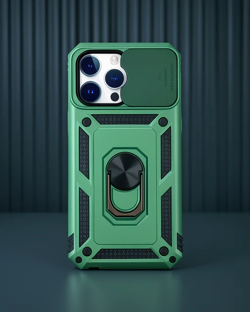 Apple İphone 14 Pro Max Kılıf Pars Lens Yüzüklü Silikon - Yeşil