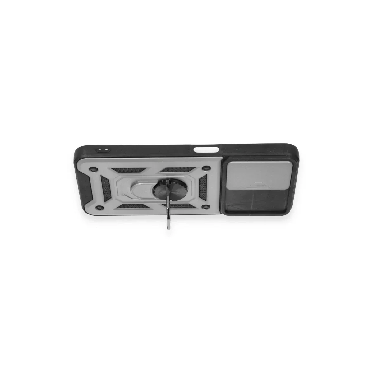 Realme C35 Kılıf Pars Lens Yüzüklü Silikon - Gümüş görsel 3