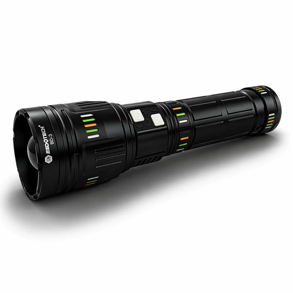 BD-3 60W TG LED Alüminyum Alaşımlı Zoomlu Type-C Renkli Pil Göstergeli Şarjlı El Feneri görsel 2