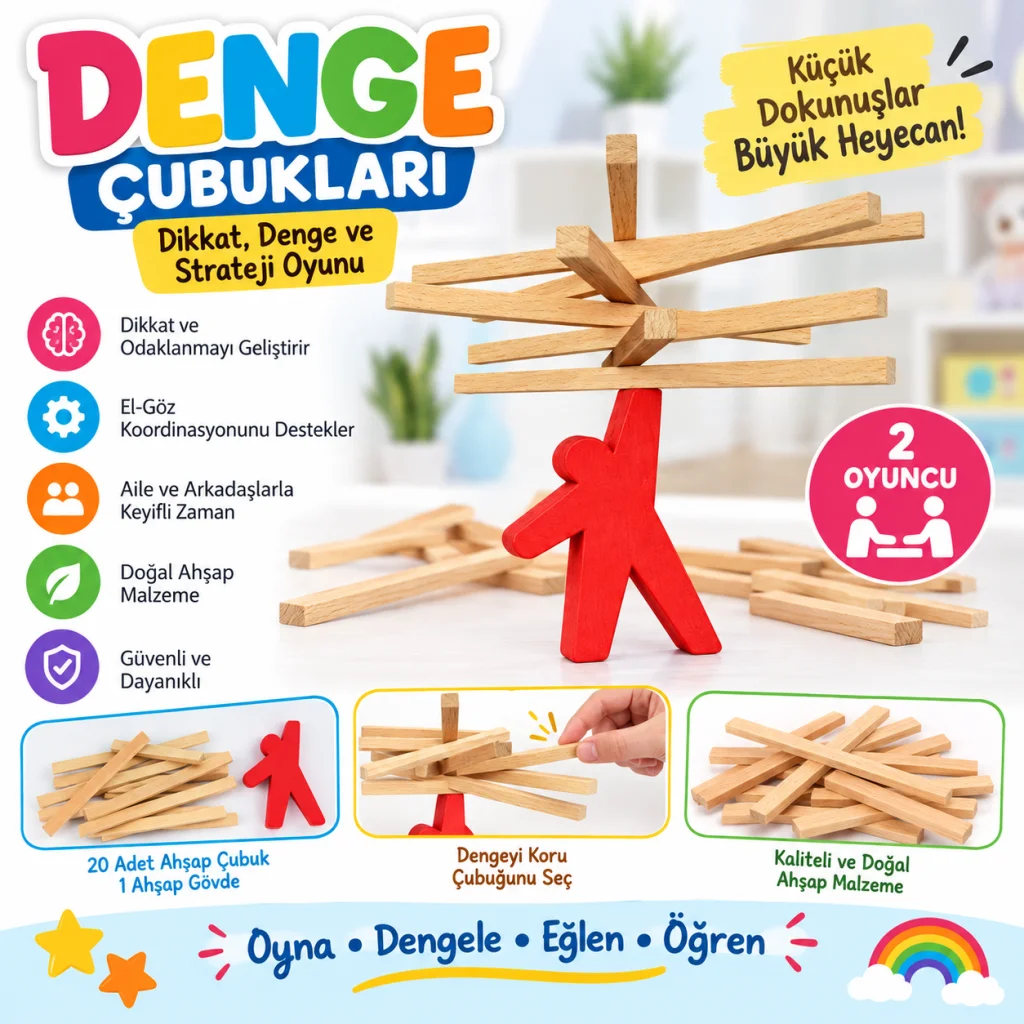 Denge Çubukları Akıl Zeka Denge Aile Oyunu