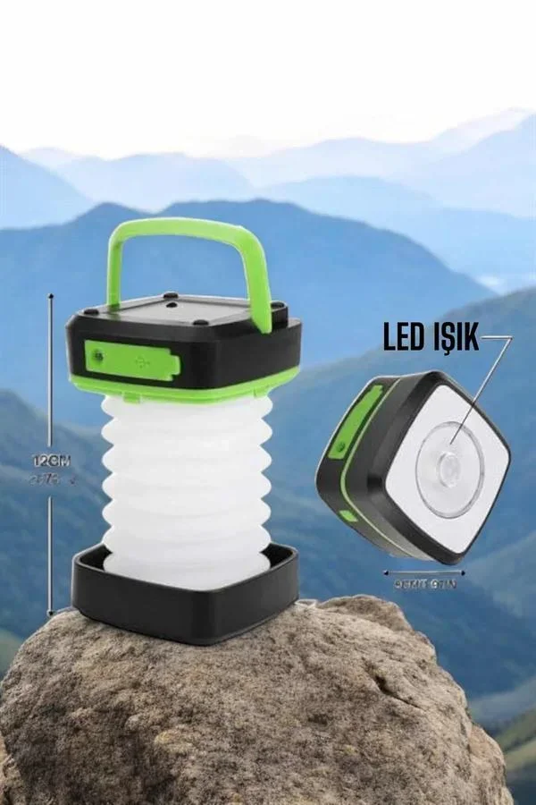 Led Lamba Kamp Lambası Hafif Taşınabilir Şarj Süreli Akordeon El Fenerli görsel 4