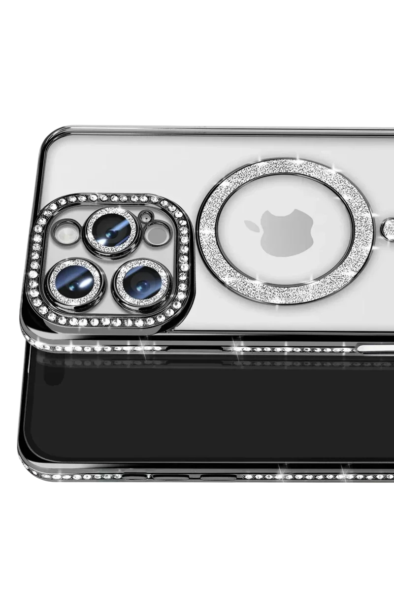 Apple iPhone 16 Pro Max Kılıf Joke Simli Magneticsafe Kılıf - Siyah görsel 2