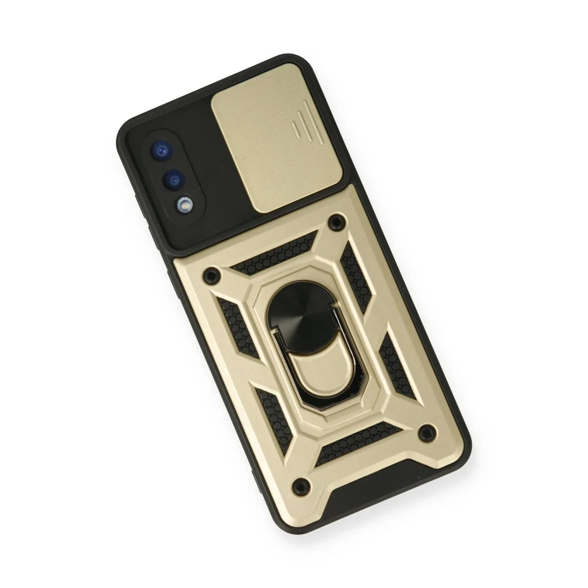 Samsung Galaxy A02 Kılıf Pars Lens Yüzüklü Silikon - Gold görsel 3