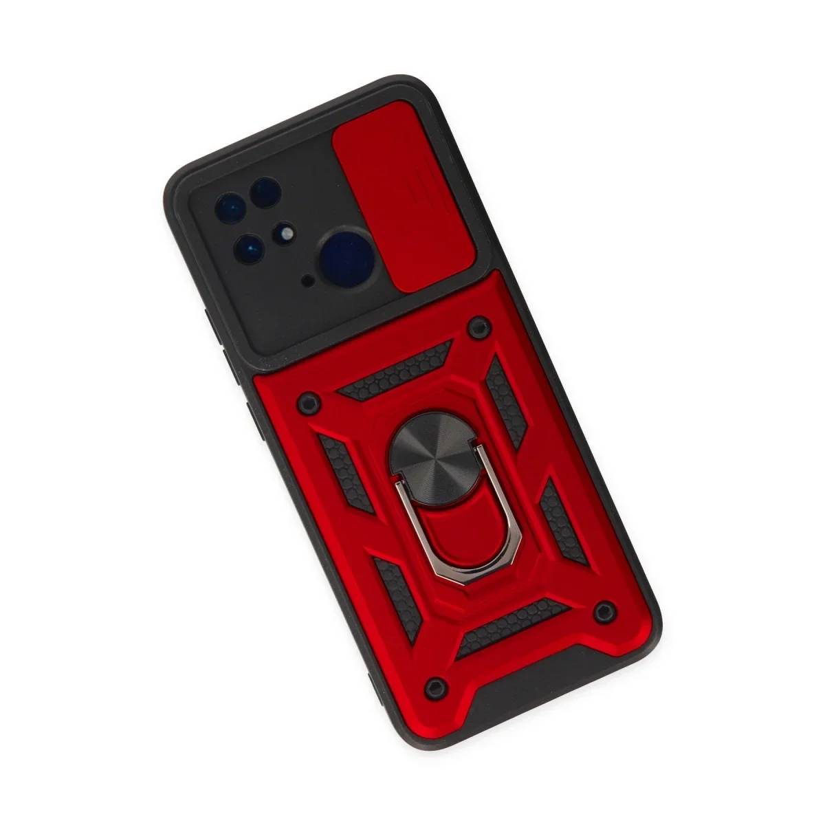 Xiaomi Redmi 10C Kılıf Pars Lens Yüzüklü Silikon - Kırmızı görsel 3