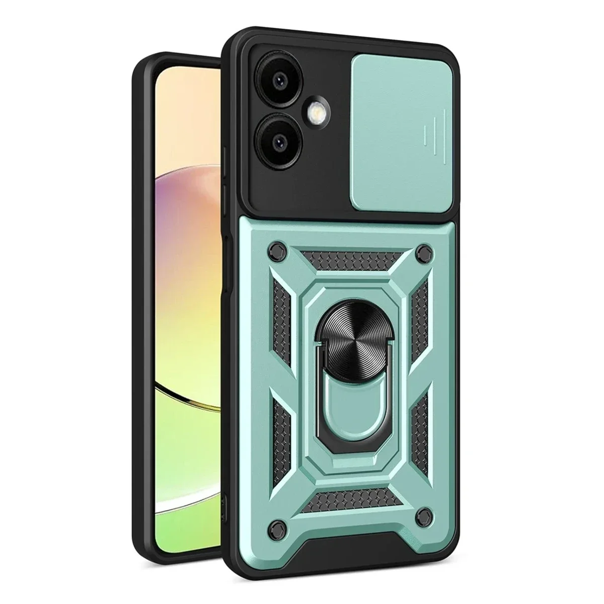 Samsung Galaxy A07 4G Pars Lens Yüzüklü Silikon - Yeşil
