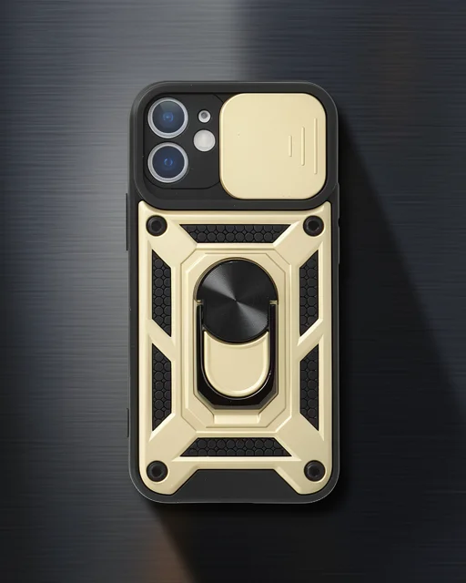 Apple İphone 12 Mini Kılıf Pars Lens Yüzüklü Silikon - Gold