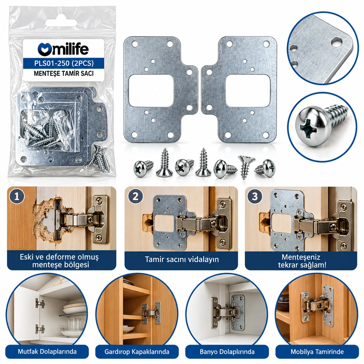 2PCS Menteşe Tamir Sacı görsel 2