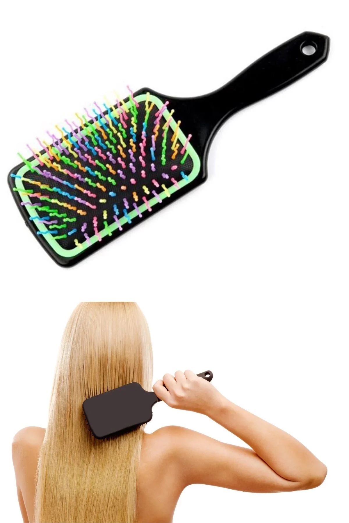 Saç Açıcı Pratik Renkli Uçlu Plastik Saç Fırçası Tarağı Ergonok Tarak görsel 6