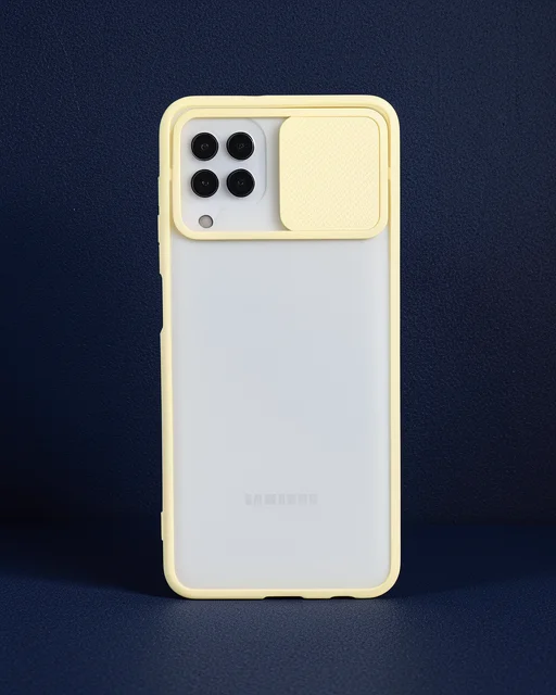 Samsung Galaxy A22 Kılıf Palm Buzlu Kamera Sürgülü Silikon - Sarı