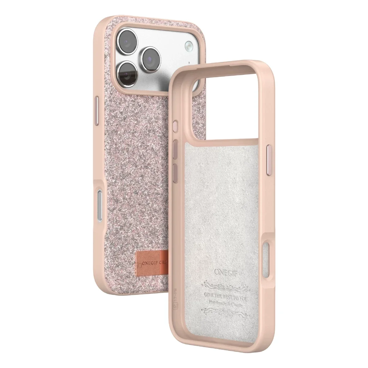 Onegif Apple iPhone 17 Pro Bright Simli Kapak - Pembe görsel 3