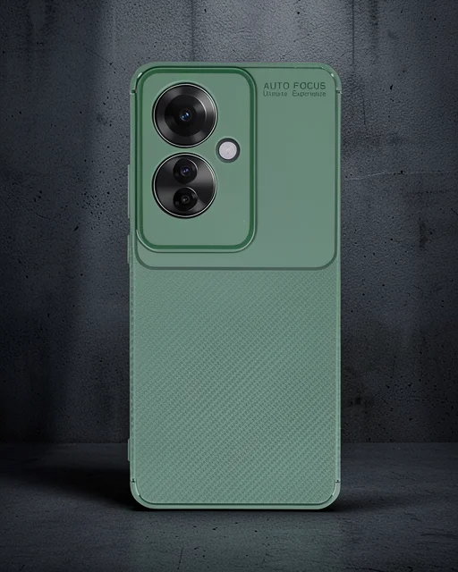 Oppo Reno 11f Kılıf Auto Focus Karbon Kapak - Koyu Yeşil