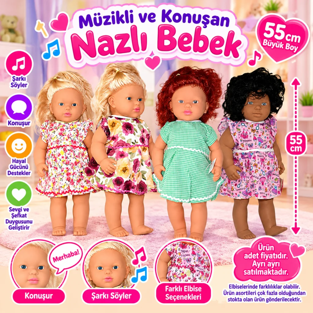 8970 Müzikli ve Konuşan Nazlı Bebek (adet fiyatıdır)