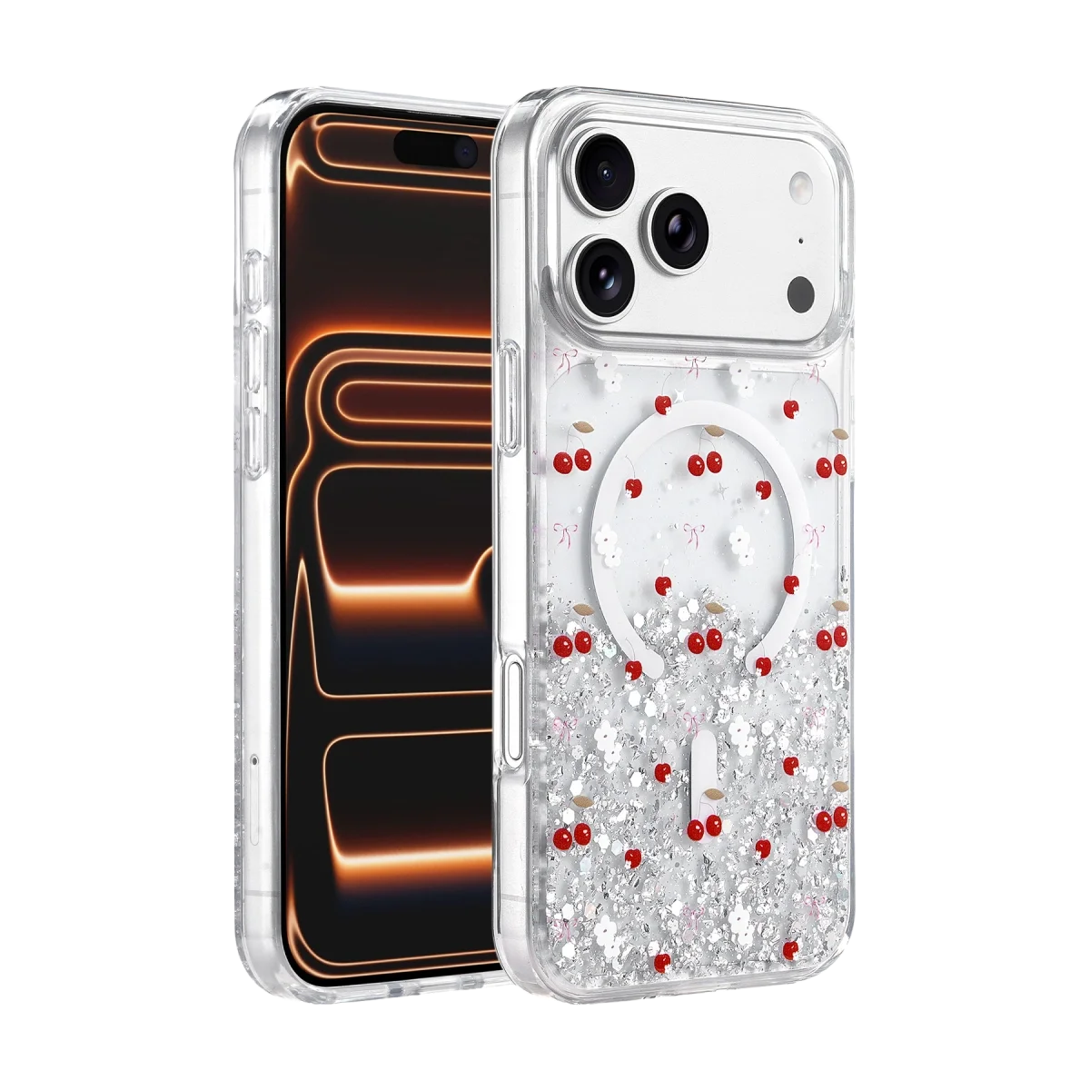 Onegif Apple İphone 17 Pro Max sk Simli Magsafe Kapak - Desen 5