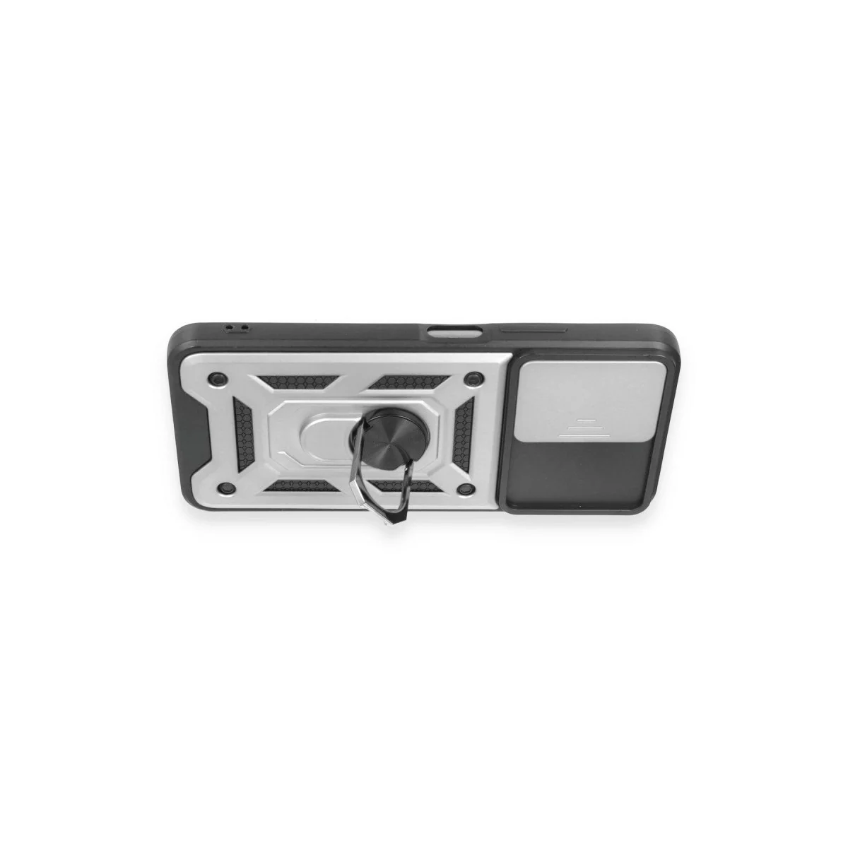 Xiao Red Note 12 5g Kılıf Pars Lens Yüzüklü Silikon - Gümüş görsel 3