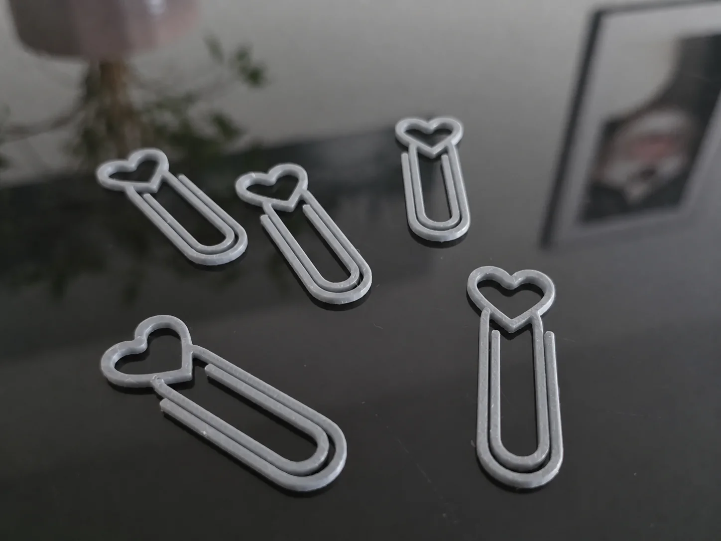 3D Baskı Kalp Figürlü Ataç - 10lu Set - Gri