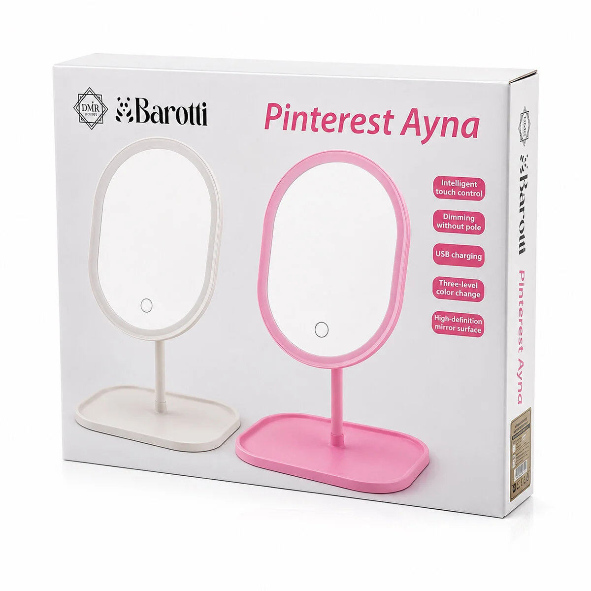 Yuvarlak- Düz Kenar 7 İnç Ledli - Usb Şarjlı Makyaj Aynası 90°TAKILIKLI Ayakr.pls 17.5CM görsel 3