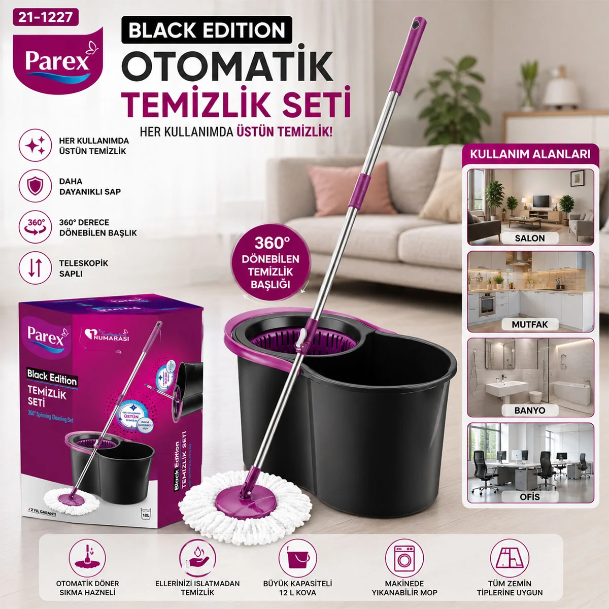 Otomatik Mop Temizlik Seti 12 L görsel 4