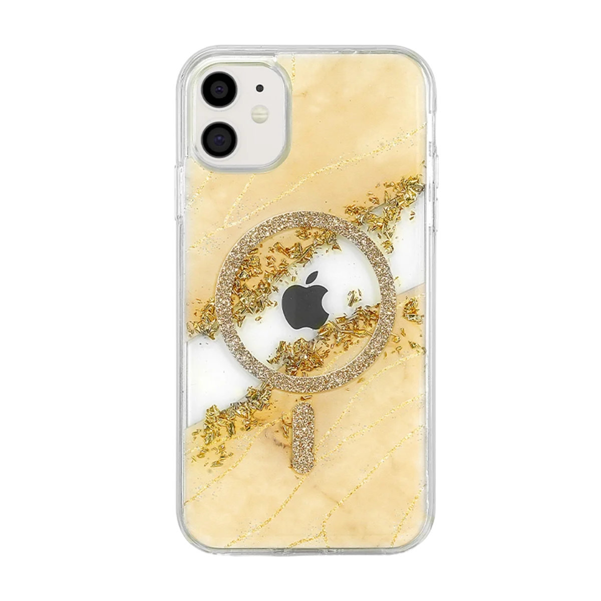 Onegif Apple İphone 11 Lotus Simli Magsafe Kapak - Gümüş görsel 3