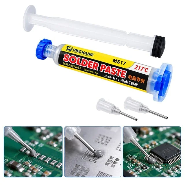 PM-39104 Mechanic MS17 50 Gram 4 Microns Leaded High Temp 217C Şırınga Krem Lehim