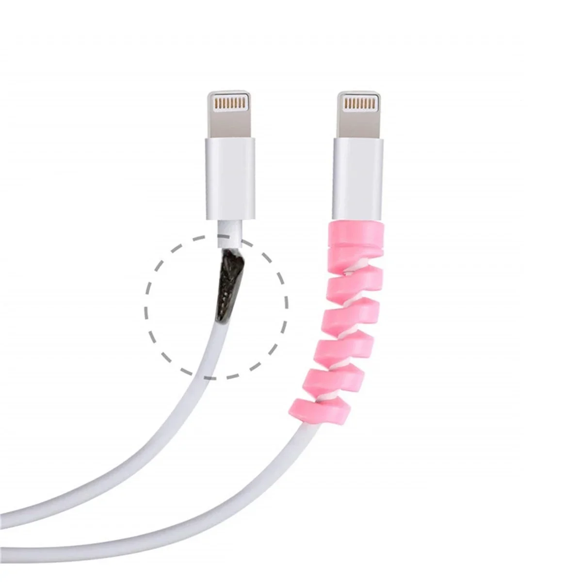4lü Apple, Android Şaj Kablosu Koruyucu Silikon Spiral Yay Aparat görsel 8
